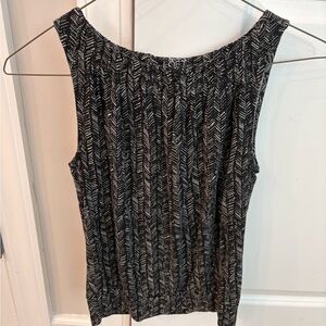 LOFT Black and White Patterned Tank Top
